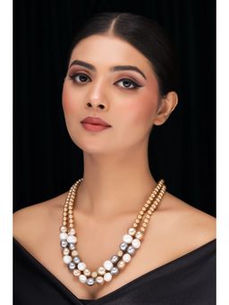 Jovi's Jewels - Shell Pearl And Crystal Double Line Necklace