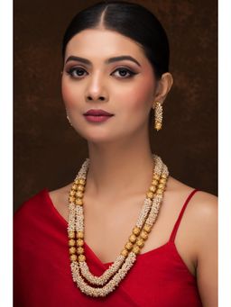 Jovi's Jewels - Traditional Pearl Double Line Necklace with Earrings