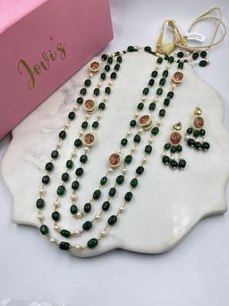 Jovi's Jewels - Green Quartz and Kundan Necklace with Earrings