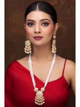 Jovi's Jewels - Polki and Pearl Long Necklace with Earrings