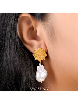 SWASHAA - Sarina Pearl 18K Gold Plated Earrings