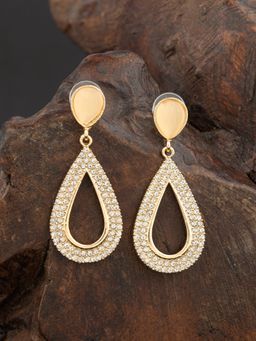 E2O - Gold Plated Stones Crafted Contemporary Drop Earring