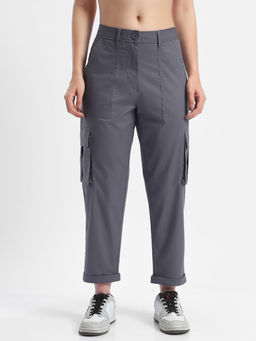 Bewakoof - Womens Grey Tapered Cargo Pants