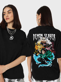 Bewakoof - Women's Black Slayer Squad Graphic Printed Oversized T-shirt