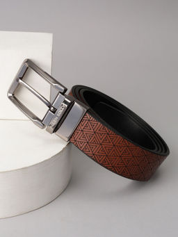 Allen Solly - Men Brown Print Formal Reversible Belt