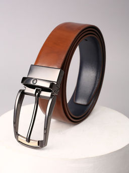 Louis Philippe - Men Brown Solid Leather Formal Reversible Belt