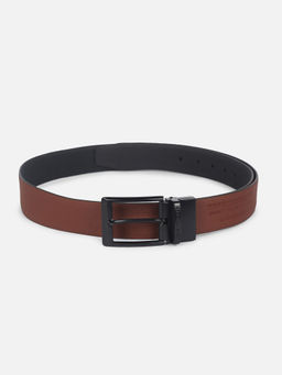 Louis Philippe - Men Brown Textured Leather Formal Belt