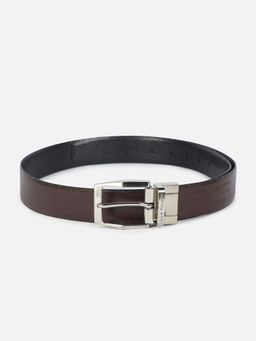 Louis Philippe - Men Brown Textured Leather Casual Reversible Belt