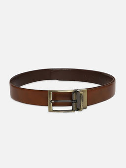 Louis Philippe - Men Brown Solid Leather Formal Reversible Belt