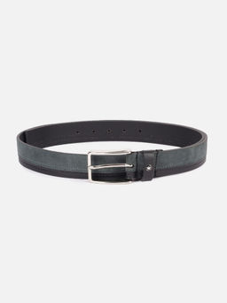 Louis Philippe - Men Green Stripe Leather Casual Belt