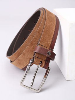 Louis Philippe - Men Brown Stripe Leather Casual Belt