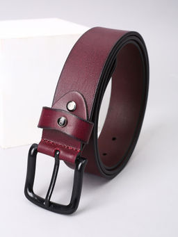 Peter England - Men Maroon Textured Leather Belt