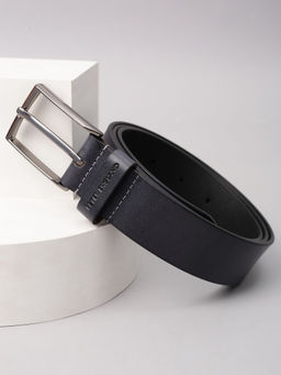 Peter England - Men Navy Blue Textured Leather Belt