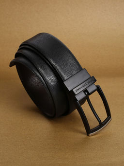 Peter England - Men Black Textured Leather Reversible Belt