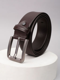 Peter England - Men Brown Textured Leather Belt