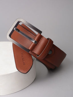 Peter England - Men Brown Textured Leather Belt