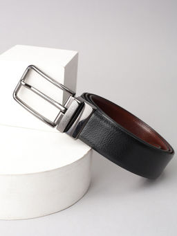 Van Heusen - Men Black Textured Formal Reversible Belt