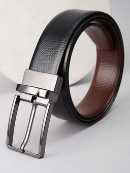 Van Heusen - Men Black Textured Formal Reversible Belt