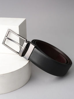 Van Heusen - Men Black Textured Formal Reversible Belt