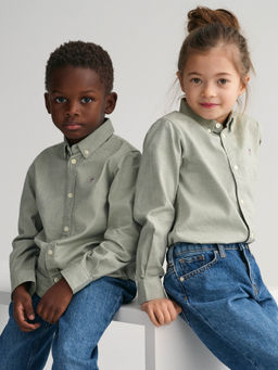 GANT - Kids Solid Green Button Collar Shirt