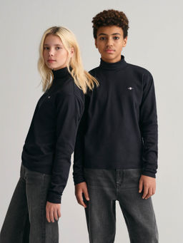 GANT - Kids Solid Black Turtle Neck T-shirt