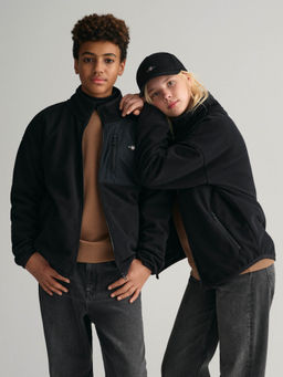 GANT - Kids Black Solid High Neck Bomber Jacket