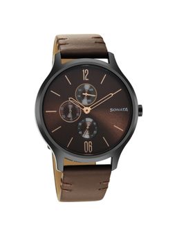 Sonata - 7140NL03 Brown Dial Multifunction Analog Watch for Men