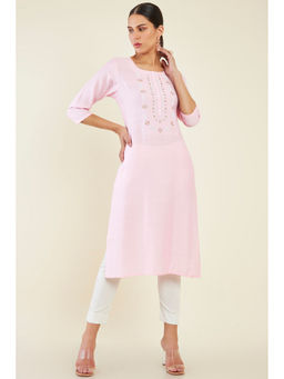 Soch - Women Pink Viscose Embroidered Kurta