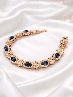 Estele - Rose Gold Plated Blue CZ Tennis Bracelet for Women | Elegant Wear