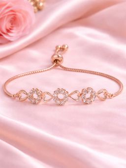 Estele - Rose Gold Plated CZ Bracelet | Floral Heart Motif | Festive & Party Wear