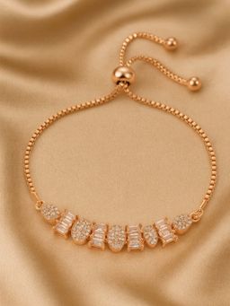 Estele - Elegant CZ Oval Bracelet | Rose Gold Finish | Party Glam Look