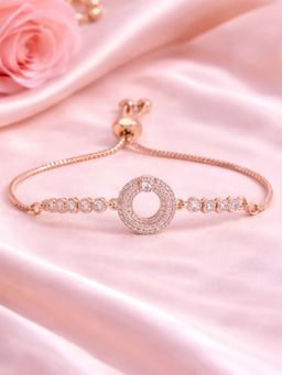 Estele - Sparkle CZ Round Charm Bracelet | Rose Gold Tone | Party Wear
