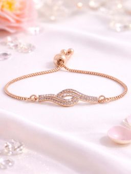 Estele - Sparkling CZ Wave Design Bracelet | Rose Gold Finish | Minimal Chic Look