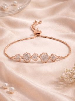 Estele - Lightweight CZ Flower Bracelet | Rose Gold Finish | Comfortable Fit