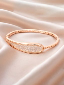 Estele - Rose Gold Plated White CZ Openable Kada Bracelet | Sparkling Statement Wear
