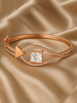 Estele - Sparkling Rose Gold Plated White CZ Leaf Teardrop Bracelet | Premium Finish