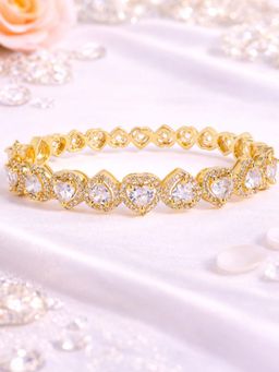 Estele - Sparkling CZ Heart Link Bracelet | Gold Finish | Festive Glam Look