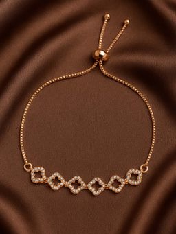 Estele - Rose Gold Plated CZ Clover Chain Bracelet | Adjustable | Party Wear