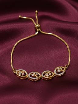 Estele - Gold Plated White CZ Leaf Design Bracelet | Party Wear Shine