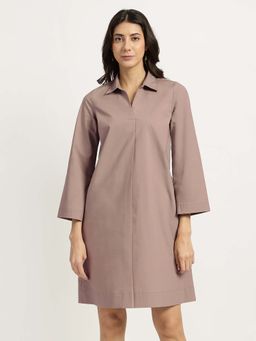 FableStreet - Pink Cotton A Line Mini Dress