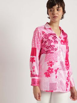 FableStreet - Pink Satin Shirt