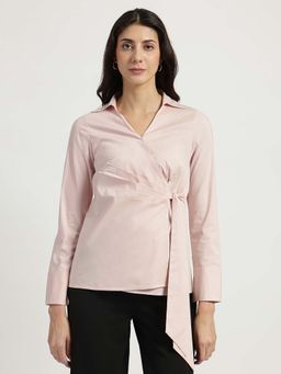 FableStreet - Pink Cotton Wrap Shirt