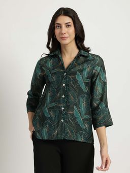FableStreet - Green Sheer Chanderi Shirt