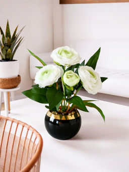 The Better Home - Multi-Color White Rose Artificial Plant with Pot
