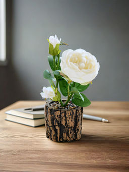 The Better Home - Multi-Color White Rose Artificial Plant with Pot