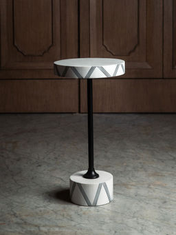 Logam - White Kane Drink Table