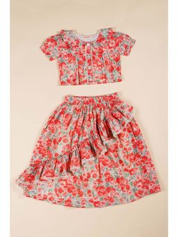 Poochkie - Red Floral Top and Skirt (Set of 2)