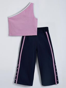 Hopscotch - Ribbed Striped Cotton Top and Pant
