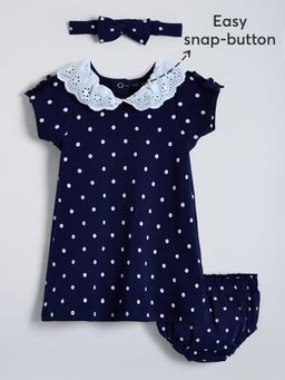 Hopscotch - Pure Cotton Schiffli Casual Dress Headband With Bloomer