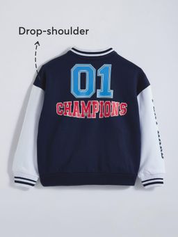 Hopscotch - Teddy Back Printed Varsity Jacket